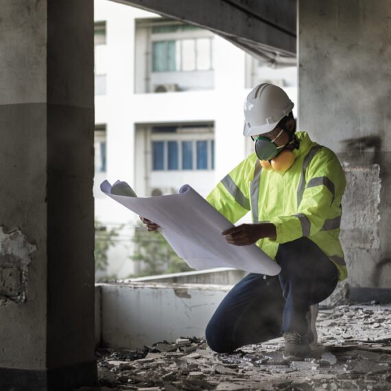 Civil,Engineer,People,Wearing,Face,Mask,And,Safety,Helmet,While
